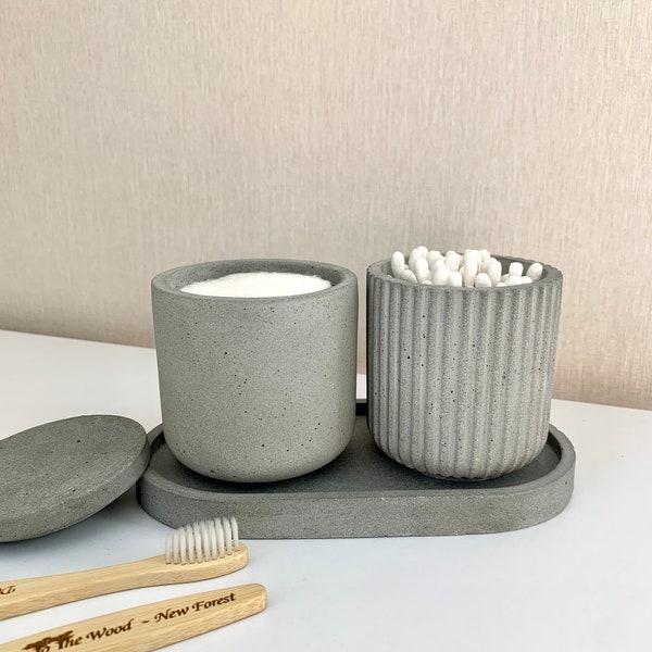 Bathroom organizers set | Toothbrush holder | Storage for cotton wool pads, cotton buds | Bathroom Jars with lid | Bathroom decor container
