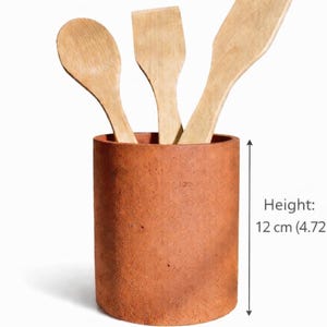 Portautensili in cemento, portautensili rustico, vaso in cemento per bancone da cucina, barattolo in cemento per utensili da cucina, decorazione industriale per cucina immagine 2