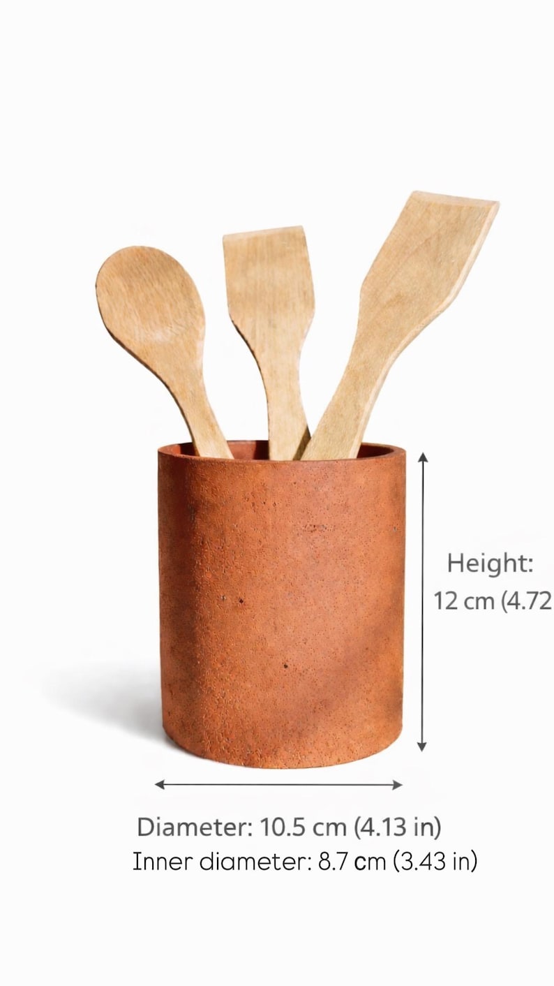 Portautensili in cemento, portautensili rustico, vaso in cemento per bancone da cucina, barattolo in cemento per utensili da cucina, decorazione industriale per cucina immagine 2