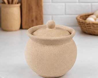 Minimalist Salt Cellar, Sugar Bowl, Salt Pinch Pot, Tea Canister, Spice Box, Herb Jar, Storage Container with Lid, Neutral Kitchen