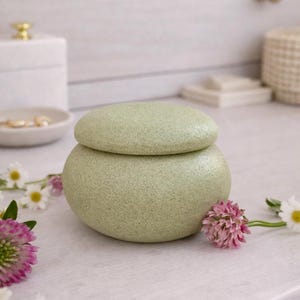 Portagioie minimalista in cemento, piccolo barattolo per cianfrusaglie con coperchio, contenitore moderno per riporre oggetti, portaoggetti multifunzionale, portacandele da tè