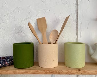 Concrete Utensil Holder Provence Kitchen Decor Utensil Crock Beton Pot For Kitchen Counter Cement Jar For Kitchen Utensil Gift For Her