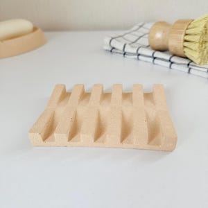Minimalist Draining Soap Dish Concrete Soap Dish with Drainage Holes Sponge Holder Beige Bathroom Sink Accessories Kitchen Soap Tray