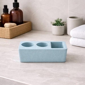 Electric Toothbrush Holder Toothpaste Holder Concrete Bathroom Organizer Bathroom Accessories pastel blue