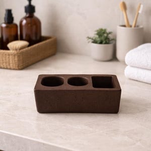 Electric Toothbrush Holder Toothpaste Holder Concrete Bathroom Organizer Bathroom Accessories Brown