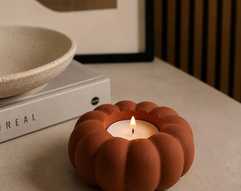 Terracotta Pumpkin Tea Light Holder - Modern Home Decor and Table Centerpiece, Rusti  Handmade HomeGoods, Thanksgiving Centerpiece