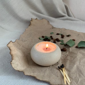 Concrete Tealight Holder Small Candle Holder with Lid Little Candlestick Table Centerpiece  Minimalist Concrete Candle Tabletop