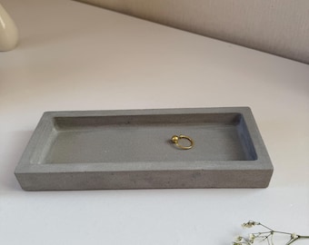 Bandeja rectangular de hormigón, bandeja rústica para joyas, bandeja multifuncional de cemento, bandeja moderna para perfumes, bandeja minimalista para lavabo de baño, un bonito regalo.