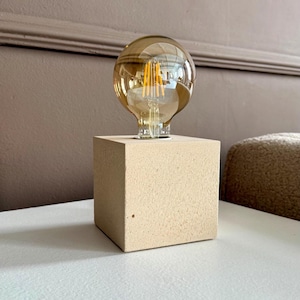 Bedside Table Lamp | Minimalist Concrete Lamp | Aesthetic Nightlight |  Night Stand Decor | Office Desk Cube Lamp | Stylish Gift for Husband