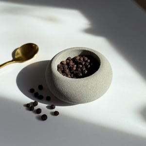 Concrete Salt Cellar with Lid, Rustic Spice Container, Pepper Bowl, Handmade Salt Cellar, Farmhouse Spice Keeper, Small Salt Jar, Pepper Box