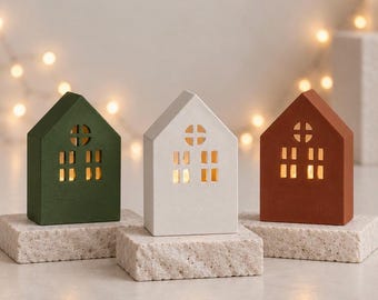 LED Tealight House, Cozy Winter Decor, Tealight Lantern, Nordic Christmas Decoration, Scandinavian Home Accents, Cute Christmas Gift