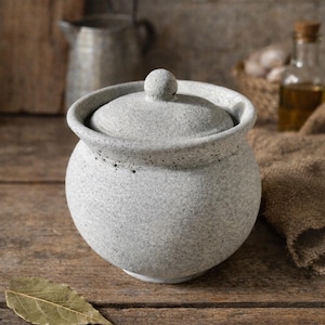 Concrete Salt Cellar, Lidded Sugar Bowl, Small Pinch Pot, Tea Jar, Spice Box, Herbs Bowl, Rustic Crock, Kitchen Storage Container