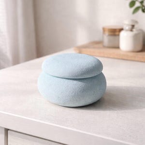 Groene zoutvaatje, zoutpotje, zoutvarkentje, betonnen zout- en peperpot met deksel, kruidenkom, zoutbewaarder, zoutvaatje, zoutdoos, pepercontainer pastel blue