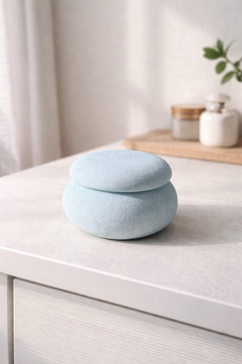 Groene zoutvaatje, zoutpotje, zoutvarkentje, betonnen zout- en peperpot met deksel, kruidenkom, zoutbewaarder, zoutvaatje, zoutdoos, pepercontainer pastel blue