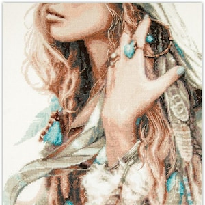 Kit de punto de cruz con aguja mágica Boho Girl, 70-03