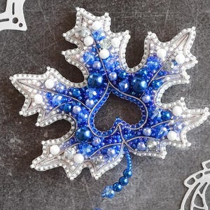 DIY Jewelry making kit, Seed beaded brooch Frosty Aurora | Bead Embroidery, Needlework beading kit.