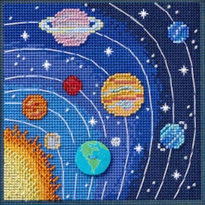 Mill Hill Solsystemet Korsstygnskit MH142625, Planet Jorden Knapp Glaspärla Rymden DIY 14 st