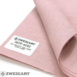 Linen Zweigart Belfast 32 count Ash Rose. FQ canvas. 100% Linen. Ideal for Cross Stitch. Different Colors by Zweigart.