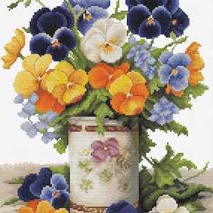 Counted Cross Stitch Kit Luca-S - Pansies Bouquet, B7035