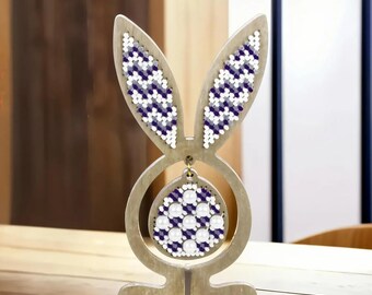 Kit de bordado con cuentas: Conejo de Pascua con orejas, manualidad (LK-577)