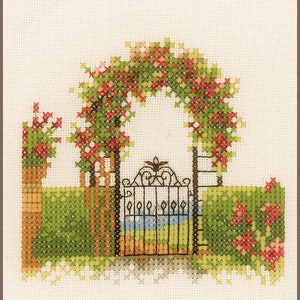 Cross Stitch Kit Lanarte -  Fence & flowers, PN-0162522