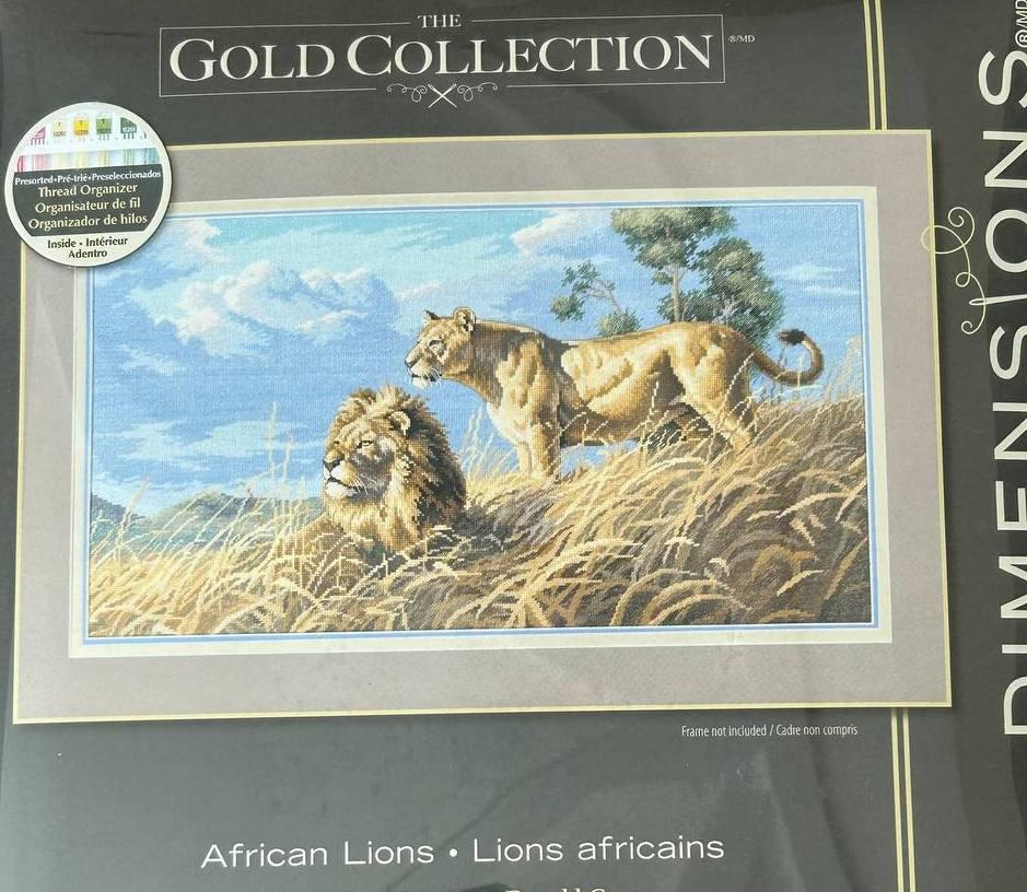 African Lions Counted Cross Stitch Kit, Wildlife Design