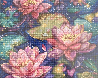 Cross Stitch Kit LETISTITCH Water Lily, L9910, 16 Count Aida, DIY