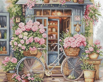 Counted Cross Stitch Kit Luca-S - Flowers Shop, BU5044