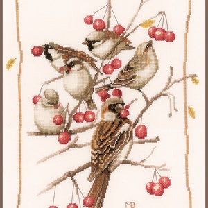 Cross Stitch Kit Lanarte - Sparrows and currant, PN-0162298
