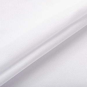 May include: Close-up of white fabric with a textured weave. The fabric is folded, creating soft shadows and highlighting the texture. The bright white color suggests a clean and crisp aesthetic, suitable for various textile applications.