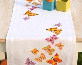 Cross Stitch Kit Table Runner Papillons voletant, Vervaco, 40x100cm,  PN-0146936