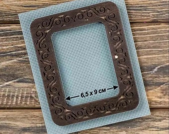 Innovative Embroidery Hoop with magnetic holders from plywood, DARK Brown color, 2.55x3.54 IN (6.5x9 cm)