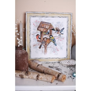 Counted Cross Stitch Kit Near Bird Feeder, IRIS-DESIGN,  04621, Gift DIY Set