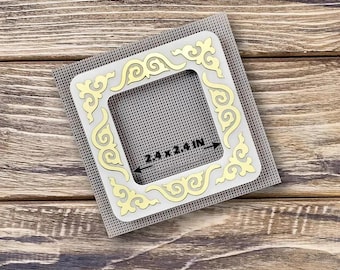 Magnetic Embroidery Hoop: Plastic Cross Stitch Frame, gold pattern (2.4x2.4 IN)