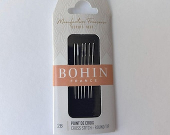 Bohin Tapestry Needles Size 28 – Pack of 6 – Blunt Tip – Embroidery & Cross Stitch – 00870