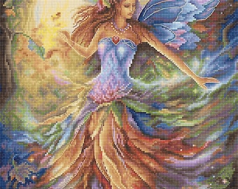Fairytale forest fairy with transparent wings Cross Stitch Kit “L8100 Faerie/Fée” LETISTITCH