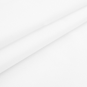 May include: White fabric with a woven texture. The fabric is folded in half, showing the underside.