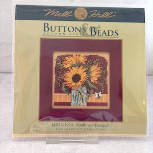 Kit de punto de cruz con cuentas Ramo de girasoles, Mill Hill MH14-1924 (Papel perforado de 14 ct)