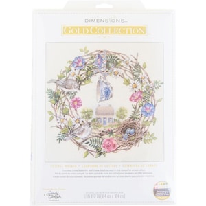 Dimensions Kreuzstich Set 'Chickadees In Spring' - Vögel Im Frühlingsgarten (12,7x17,8cm)