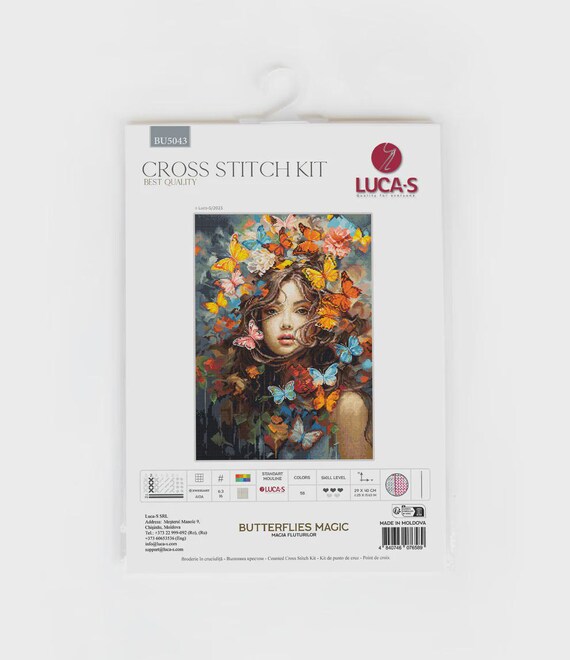 Luca-S Kreuzstich Stickpackung 'Die Geheimnisvollen Magnolien' – Zählmuster, 42x32 Cm, 60 Farben