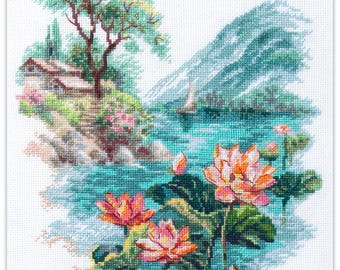 マジックニードルの「Blooming Lotuses」2025年夏クロスステッチキット