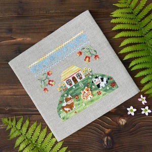 Counted Cross Stitch Kit &quot;In the pasture&quot; Tela Artis X-039 – Sampler – Hand-dyed Threads – Beads – Linen Embroidery Kit