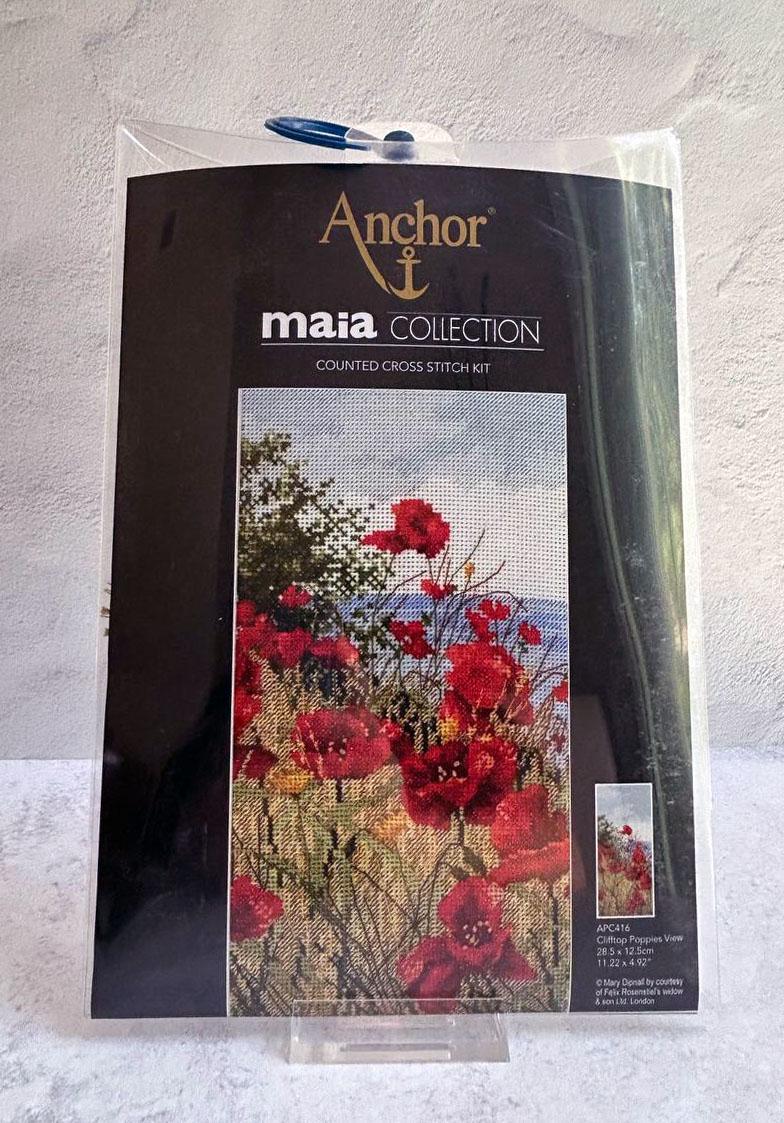 Clifftop Poppies View Anchor Maia Cross Stitch Kit – Mary Dipnall