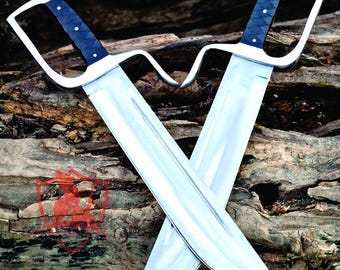 Hand-Forged Wing Chun Butterfly Swords • High Carbon Steel Training Blades with Leather Sheaths