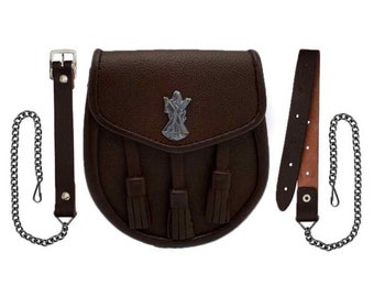 Brown Leather Day Sporran With ST Andrew Badge