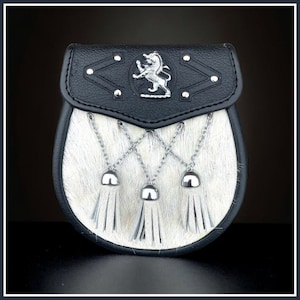 Half Dress Sporran - Chrome Lion Rampant Badge with 3 MatchingTassels