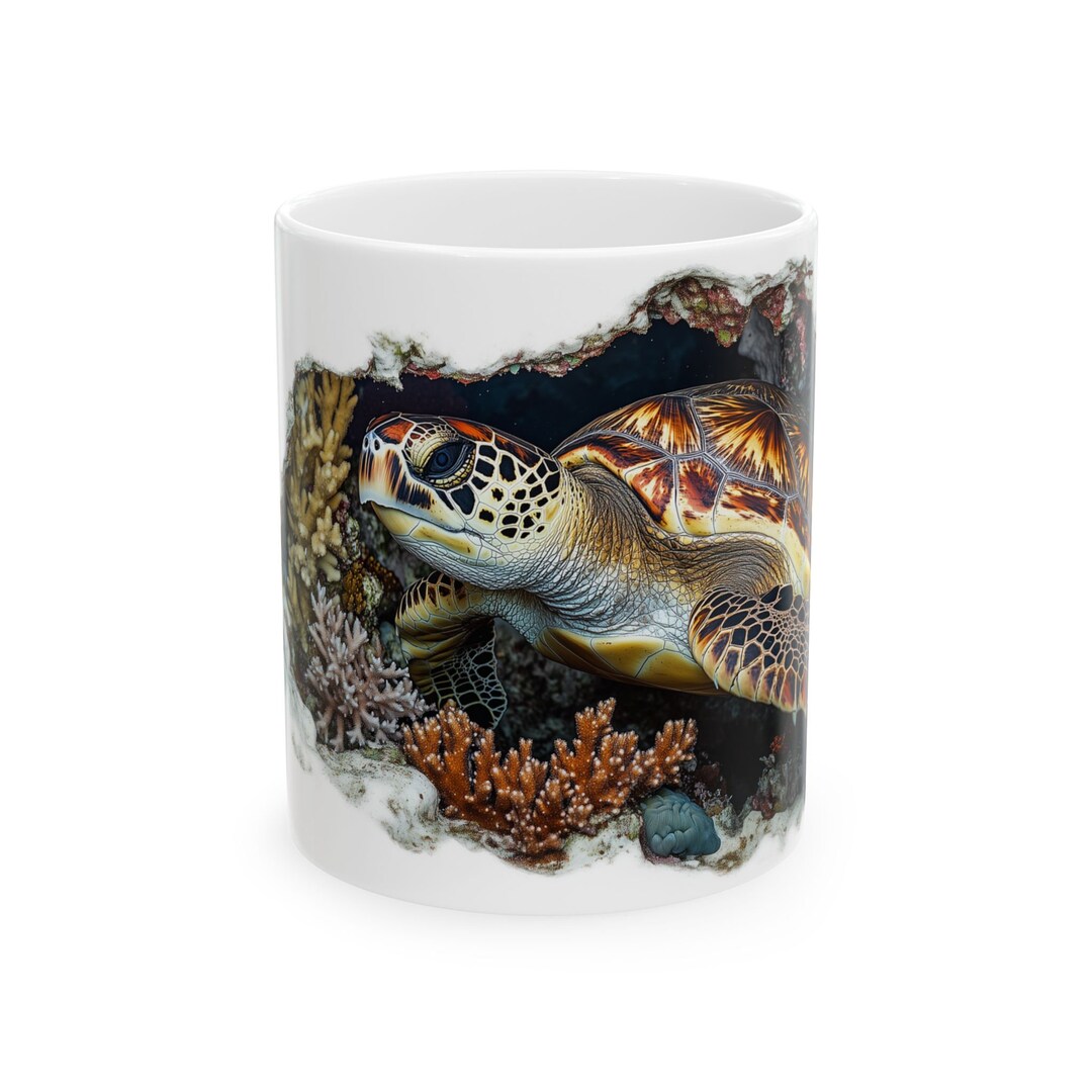 Sea Turtle Mug: Coral Reef Ceramic Cup for Ocean Lovers - Etsy