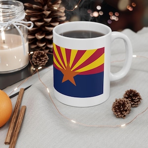 Free Shipping! Arizona State Flag and Seal Ceramic Mug, (11oz, 15oz).  Coffee Tea Cocoa Great Gift Present Souvenir Show your state pride