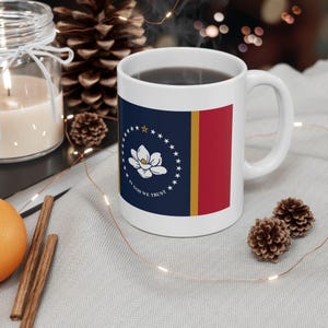 Free Shipping! Mississippi State Flag and Seal Ceramic Mug (11oz, 15oz) Coffee Tea Cocoa Great Gift Present Souvenir Show your state pride