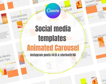 Animated Carousel Orange and Yellow Social Media Templates (9x16, 4x5 ratios)